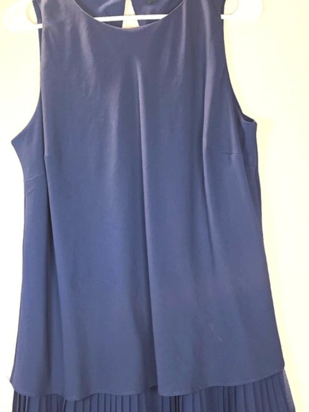 Lauren Ralph Lauren Navy Blue Pleated Hem Shell Top - Size 10